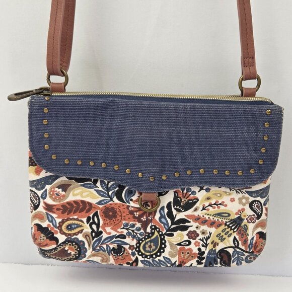 Sakroots Austen Double Gusset Crossbody Bag With Studded Denim Flap - Picture 2 of 15